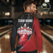 Load image into Gallery viewer, Black and Red Bowling Camo Polo, 1/4 Zip Shirt for Men Custom Team Bowling jerseys, Bowler Outfit NQS10424
