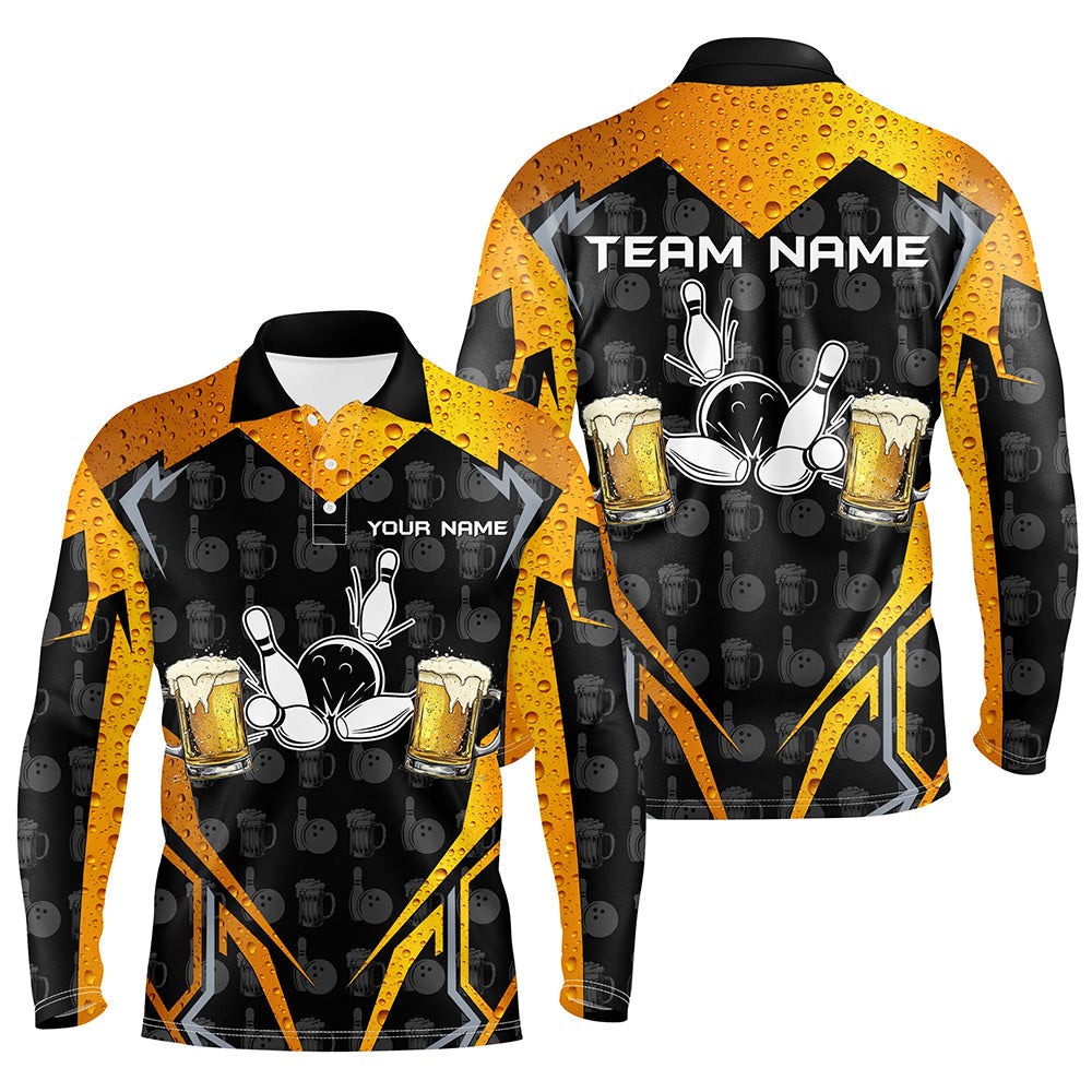 Black Camo Bowling Beer customize bowling shirts for men, Team bowling jerseys gift for bowlers NQS8224