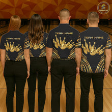 Load image into Gallery viewer, Black and Gold tribal pattern Bowling Polo, Quarter Zip Shirts For Women Custom Bowling Team Jerseys NQS11732