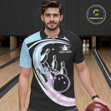 Load image into Gallery viewer, Blue Purple Gradient Bowling Shirts For Men Custom Bowling Team League Jersey, Gift For Bowler NQS10432