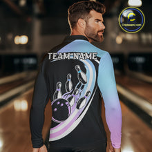 Load image into Gallery viewer, Blue Purple Gradient Bowling Shirts For Men Custom Bowling Team League Jersey, Gift For Bowler NQS10432
