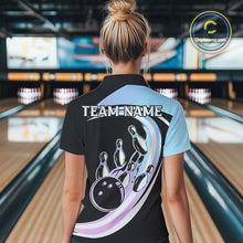 Load image into Gallery viewer, Blue Purple Gradient Bowling Shirts For Women Custom Bowling Team League Jersey, Gift For Bowler NQS10432