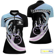 Load image into Gallery viewer, Blue Purple Gradient Bowling Shirts For Women Custom Bowling Team League Jersey, Gift For Bowler NQS10432