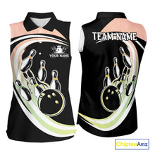 Load image into Gallery viewer, Pink Green Gradient Bowling Sleeveless Polo Shirt Custom Bowling Team League Jersey, Gift For Bowler NQS10433