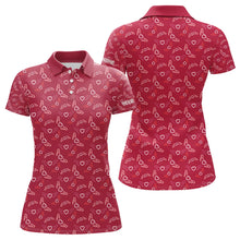 Load image into Gallery viewer, Pink Heart Wings pattern Women golf polo shirts custom Valentines golf shirts for ladies, gift for her NQS9369
