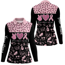 Load image into Gallery viewer, Pink and Black Leopard Pattern Golf Polo Shirts Breast Cancer Pink Ribbon Golf Shirts For Women NQS7453