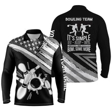 Load image into Gallery viewer, Black American flag retro Men&#39;s Bowling polo Shirt Custom team bowling outfits eat sleep bowl NQS5937