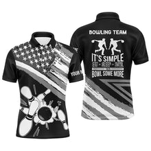 Load image into Gallery viewer, Black American flag retro Men&#39;s Bowling polo Shirt Custom team bowling outfits eat sleep bowl NQS5937
