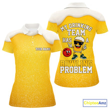 Load image into Gallery viewer, Custom Funny Beer Bowling Polo, Quarter Zip Shirts For Women My drinking team has a bowling problem NQS10638