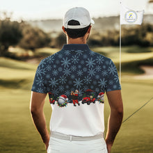 Load image into Gallery viewer, Blue snowflake pattern Christmas Golf Polo Shirts For Men custom mens golf attire, unique golf gifts NQS10865