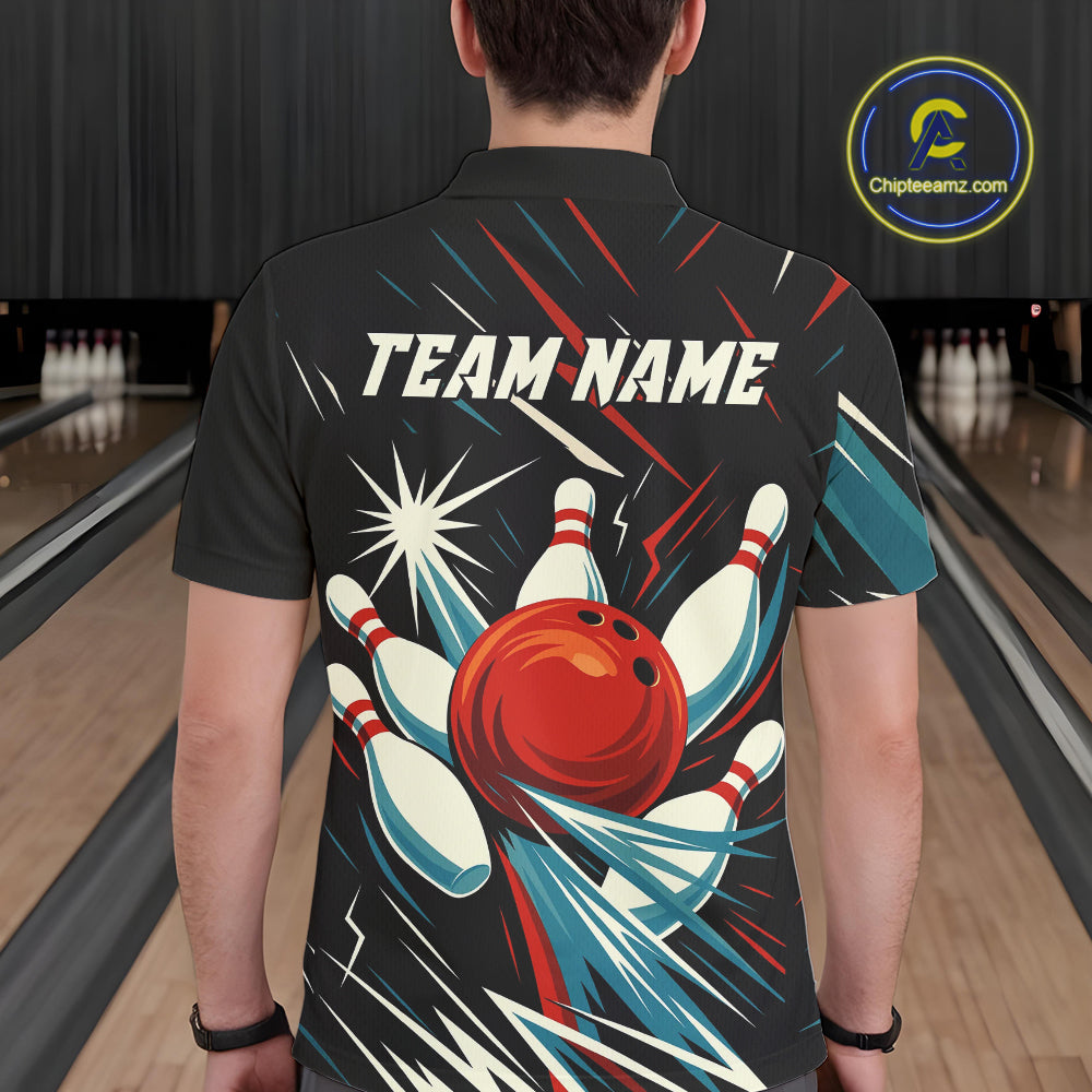 Lightning Thunder Retro Bowling Shirts For Men Custom Bowling Team League Jersey, Gift For Bowlers NQS10867
