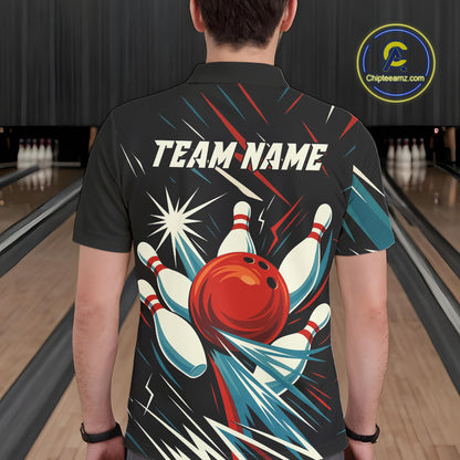 Lightning Thunder Retro Bowling Shirts For Men Custom Bowling Team League Jersey, Gift For Bowlers NQS10867