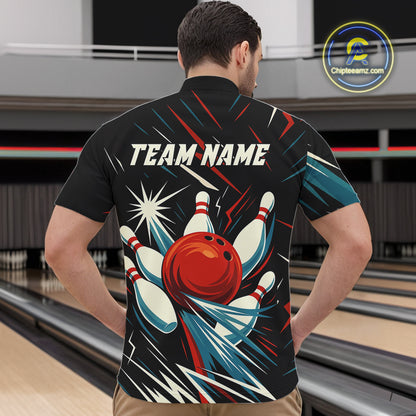 Lightning Thunder Retro Bowling Shirts For Men Custom Bowling Team League Jersey, Gift For Bowlers NQS10867