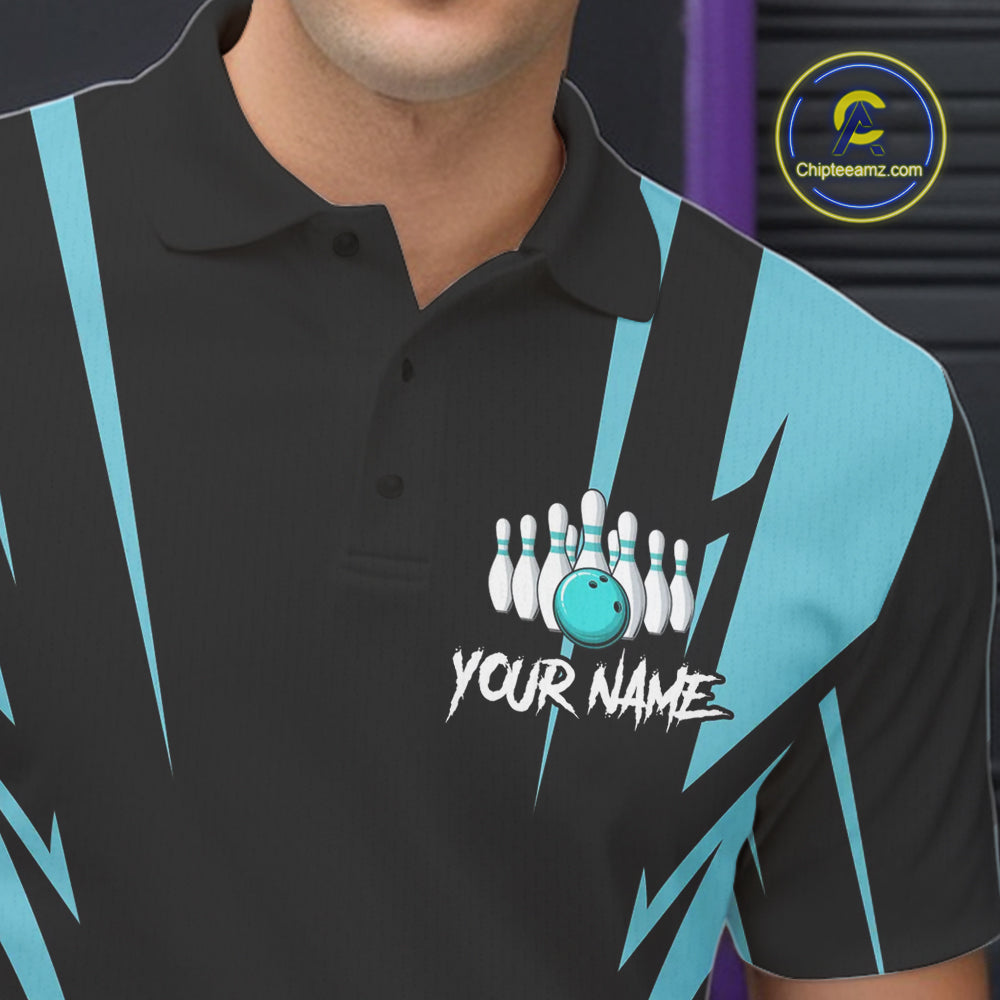 Black and Blue Reaper Skull lightning Bowling Shirts for Men Custom Skull Team Bowling league jersey NQS10869