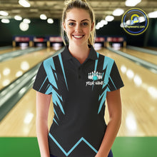 Load image into Gallery viewer, Black and Blue Reaper Skull lightning Bowling Shirts for Women Custom Team Bowling league jersey NQS10869