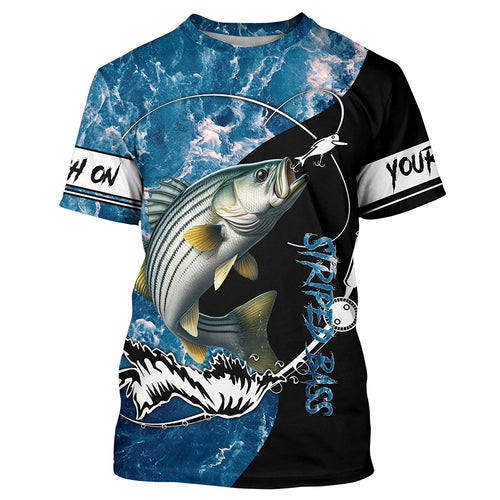 Striped Bass fishing blue ocean camouflage fishing clothing Custom performance fishing shirts NQS2625