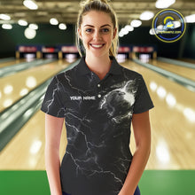 Load image into Gallery viewer, Black lightning thunder bowling American flag Eagle custom Women Bowling Polo, Quarter Zip Shirts NQS10112