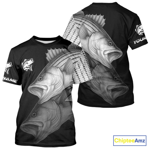 Striped Bass performance Fishing Shirts Custom Striper Fishing Long Sleeve Tournament Fishing Shirts NQS10113