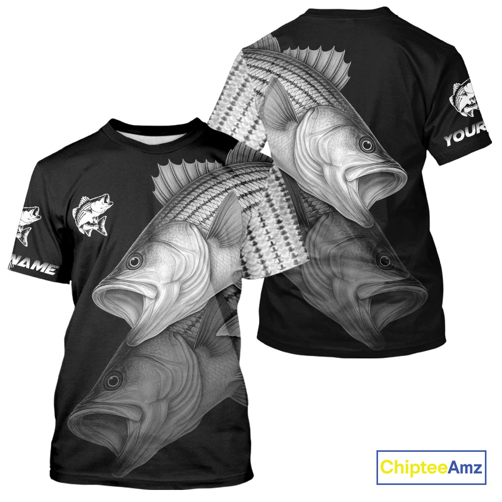 Striped Bass performance Fishing Shirts Custom Striper Fishing Long Sleeve Tournament Fishing Shirts NQS10113