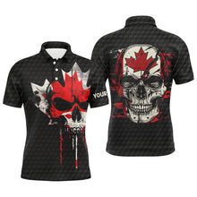 Load image into Gallery viewer, Canadian Flag Skull Mens golf polo shirts custom black golf ball skin golf attire for men NQS8046