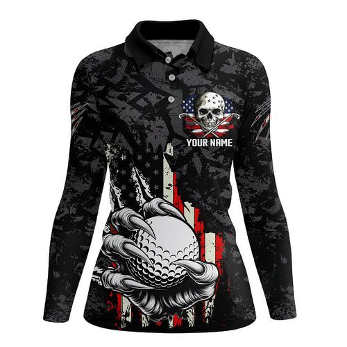 Funny Claw Tearing US Flag Golf Ball Custom Women golf polo shirts, Patriotic Golf Team Jerseys NQS8253