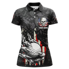 Load image into Gallery viewer, Funny Claw Tearing US Flag Golf Ball Custom Women golf polo shirts, Patriotic Golf Team Jerseys NQS8253