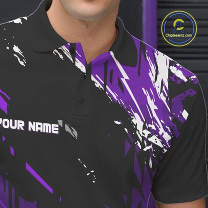 Black and Purple Mens bowling shirts Custom retro bowling ball and pins bowling team league jerseys NQS10642