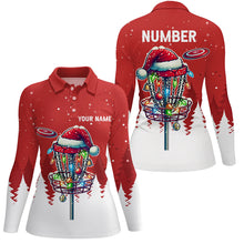 Load image into Gallery viewer, Christmas Women disc golf polo shirts custom Christmas disc golf basket Disc golf jerseys NQS8940