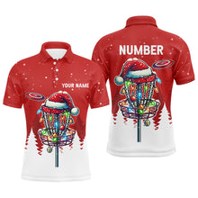 Load image into Gallery viewer, Christmas Mens disc golf polo shirt custom Christmas disc golf basket Disc golf jerseys NQS8940