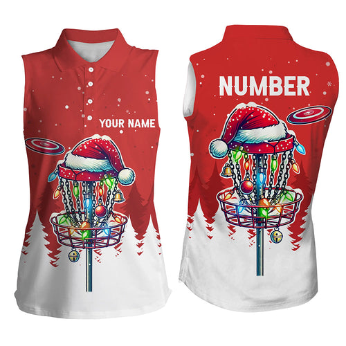 Christmas Women disc golf sleeveless polo Shirt custom Christmas disc golf basket Disc golf jerseys NQS8940