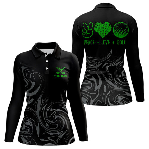 Black Camo Women golf polo shirts Customize peace love golf team golf attire for ladies | Green NQS9527