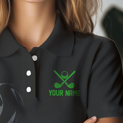 Black Camo Women golf polo shirts Customize peace love golf team golf attire for ladies | Green NQS9527