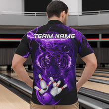 Load image into Gallery viewer, Personalized Purple Lightning Thunder Storm Tiger Bowling Shirts For Men Custom Bowling Team Jerseys NQS9684