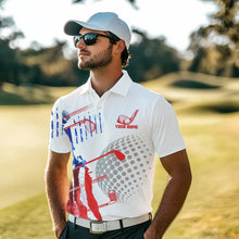 Load image into Gallery viewer, Red, White and Blue American Flag Golf Polo Shirts For Men Custom Patriotic Golf Shirts Golfer Outfit NQS9690
