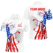 Load image into Gallery viewer, Red, White and Blue American Flag Golf Polo Shirts For Men Custom Patriotic Golf Shirts Golfer Outfit NQS9690