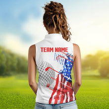 Load image into Gallery viewer, Red, White and Blue American Flag Sleeveless Golf Polo Shirt Custom Patriotic Golf Shirt Golfer Outfit NQS9690