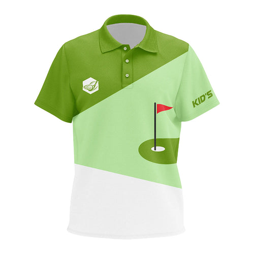 Kid golf polos shirt custom lime green and white golf apparel for Kid, golfing gifts NQS7630