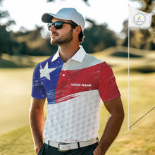 Load image into Gallery viewer, Mens golf polo shirts Texas flag patriotic custom name golf shirts for men, gift for the golfers NQS9968