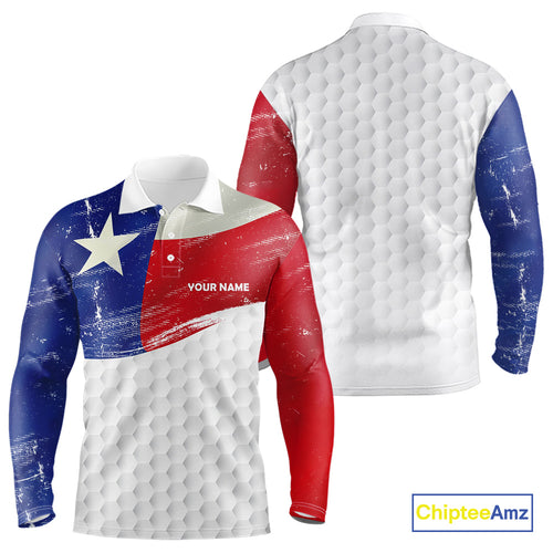 Mens golf polo shirts Texas flag patriotic custom name golf shirts for men, gift for the golfers NQS9968