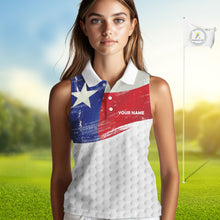 Load image into Gallery viewer, Women sleeveless golf polo shirts Texas flag patriotic custom ladies golf shirts, gift for the golfers NQS9968
