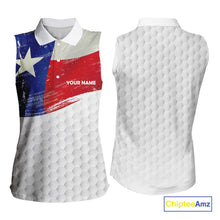 Load image into Gallery viewer, Women sleeveless golf polo shirts Texas flag patriotic custom ladies golf shirts, gift for the golfers NQS9968