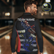 Load image into Gallery viewer, Eagle American Flag Custom Flame Bowling Team Shirts For Men, Patriotic Bowling Uniform NQS9971