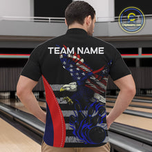 Load image into Gallery viewer, Eagle American Flag Custom Flame Bowling Team Shirts For Men, Patriotic Bowling Uniform NQS9971