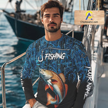 Load image into Gallery viewer, Redfish puppy drum Fishing blue camo Custom UV protection long sleeves fishing shirts NQS10121