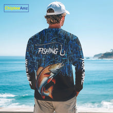 Load image into Gallery viewer, Redfish puppy drum Fishing blue camo Custom UV protection long sleeves fishing shirts NQS10121