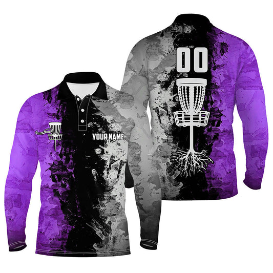 Custom name and number Disc Golf basket Men polo shirts, disc golf shirts for men | Purple NQS8053