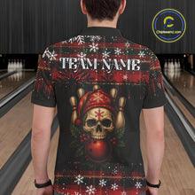 Load image into Gallery viewer, Black &amp; Red Plaid Christmas pattern Skull Bowling Shirts For Men Custom Team Bowling outfit jerseys NQS11057