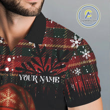 Load image into Gallery viewer, Black and Red Plaid Christmas pattern Skull Mens Polo Shirt Custom Golf outfit For Men, golfing gifts NQS11058