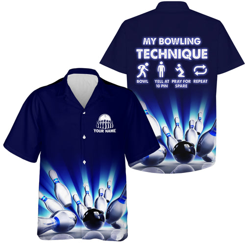 My bowling technique custom name funny bowling Hawaiian Shirt, Personalized team bowling jerseys NQS4674