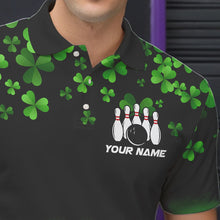 Load image into Gallery viewer, Green shamrock Flame bowling shirts for men Custom St Patrick Day black team league bowling jerseys NQS9390